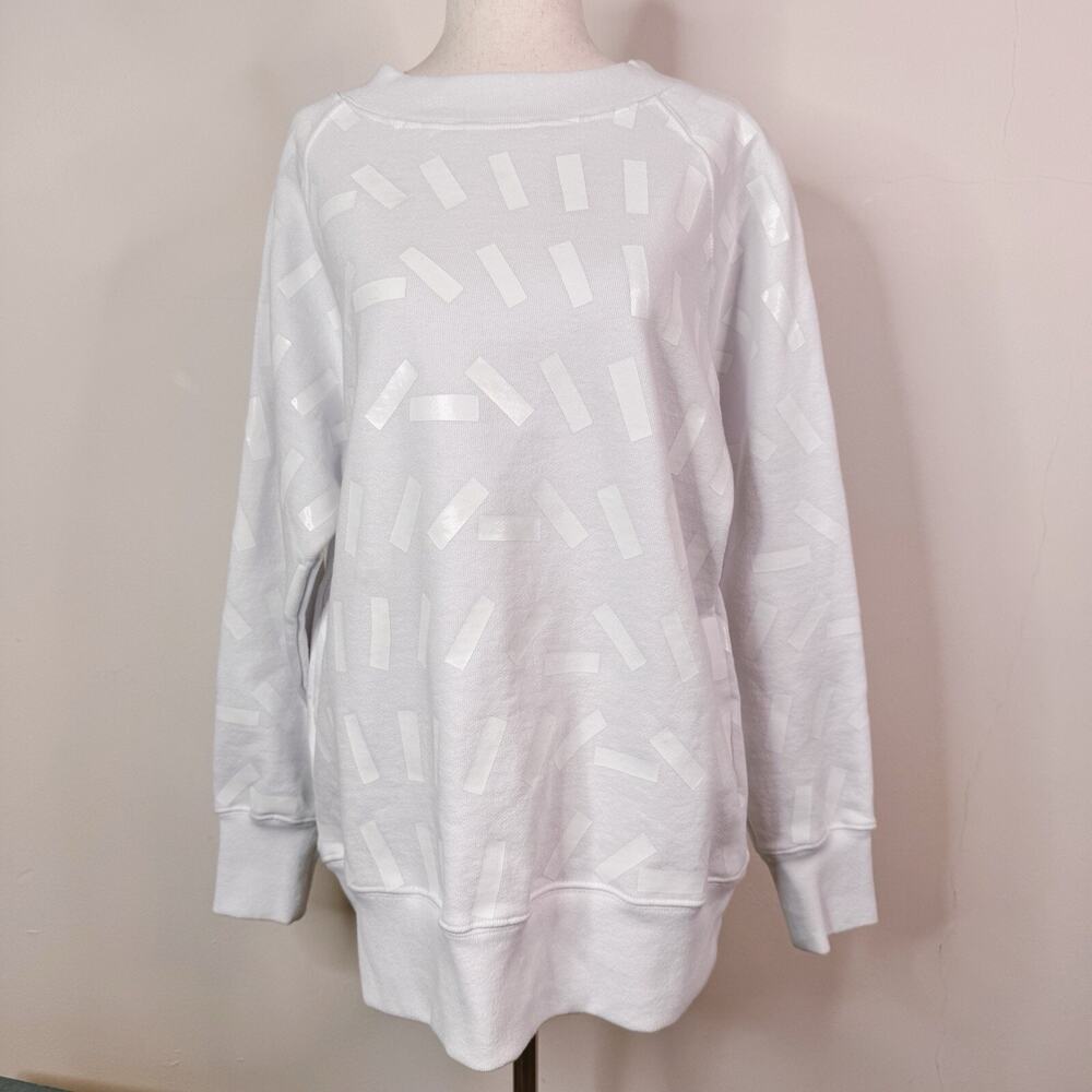 Maison Margiela Womens Sweatshirt Tape Print White Size XS Oversized Avant Garde